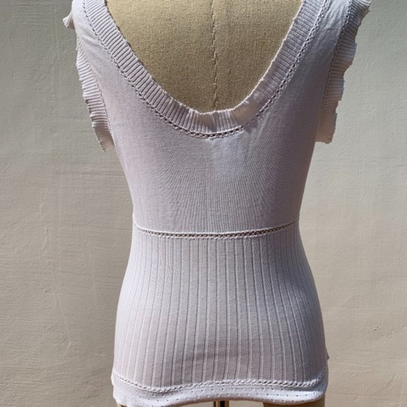 CHANEL CC Cat White Cotton Sleeveless Top, French 38, American Size 8, HTF, Luxe - Picture 5 of 8